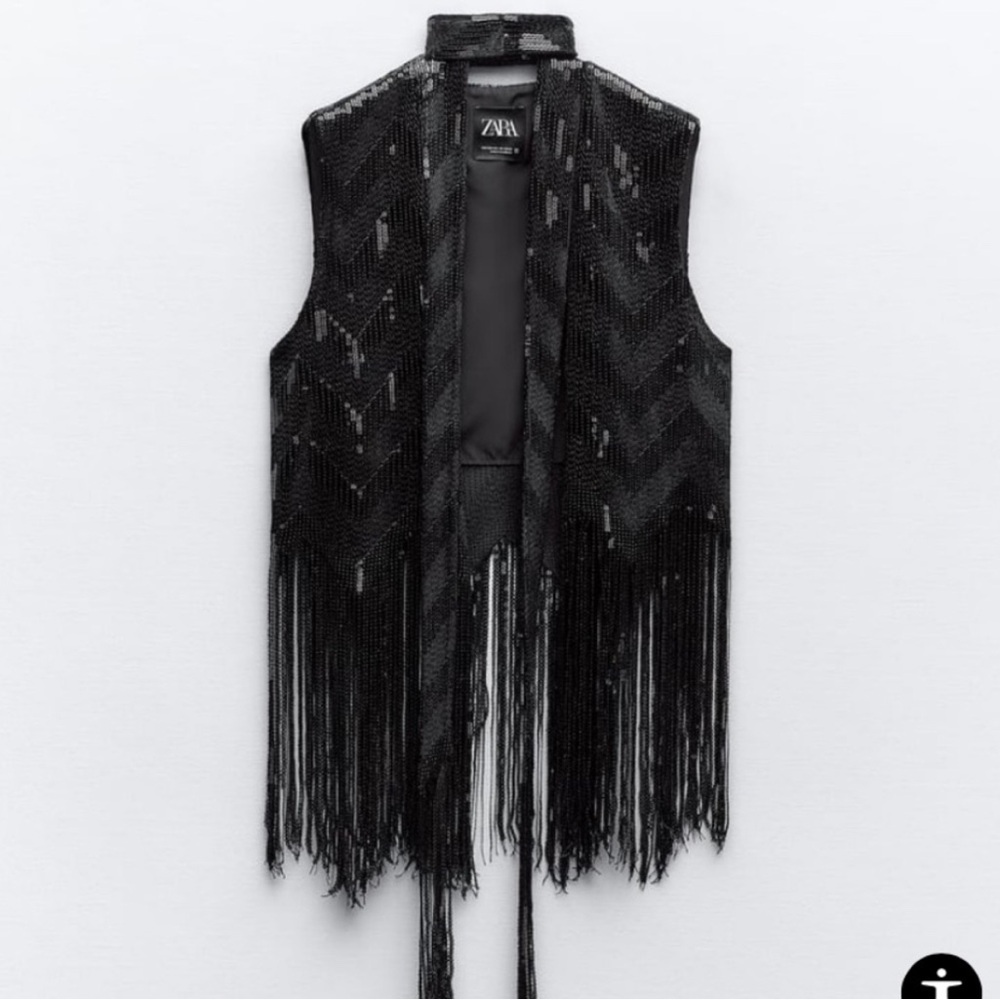 Zara Fringed Sequin Vest & Scarf